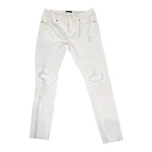 Black Premium White Distressed Skinny Flex Jeans 34x32